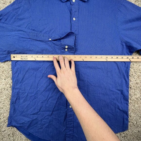 Polo Ralph Lauren Shirt Large Blue Geometric Print Button Up Long Sleeve Mens - Picture 6 of 8